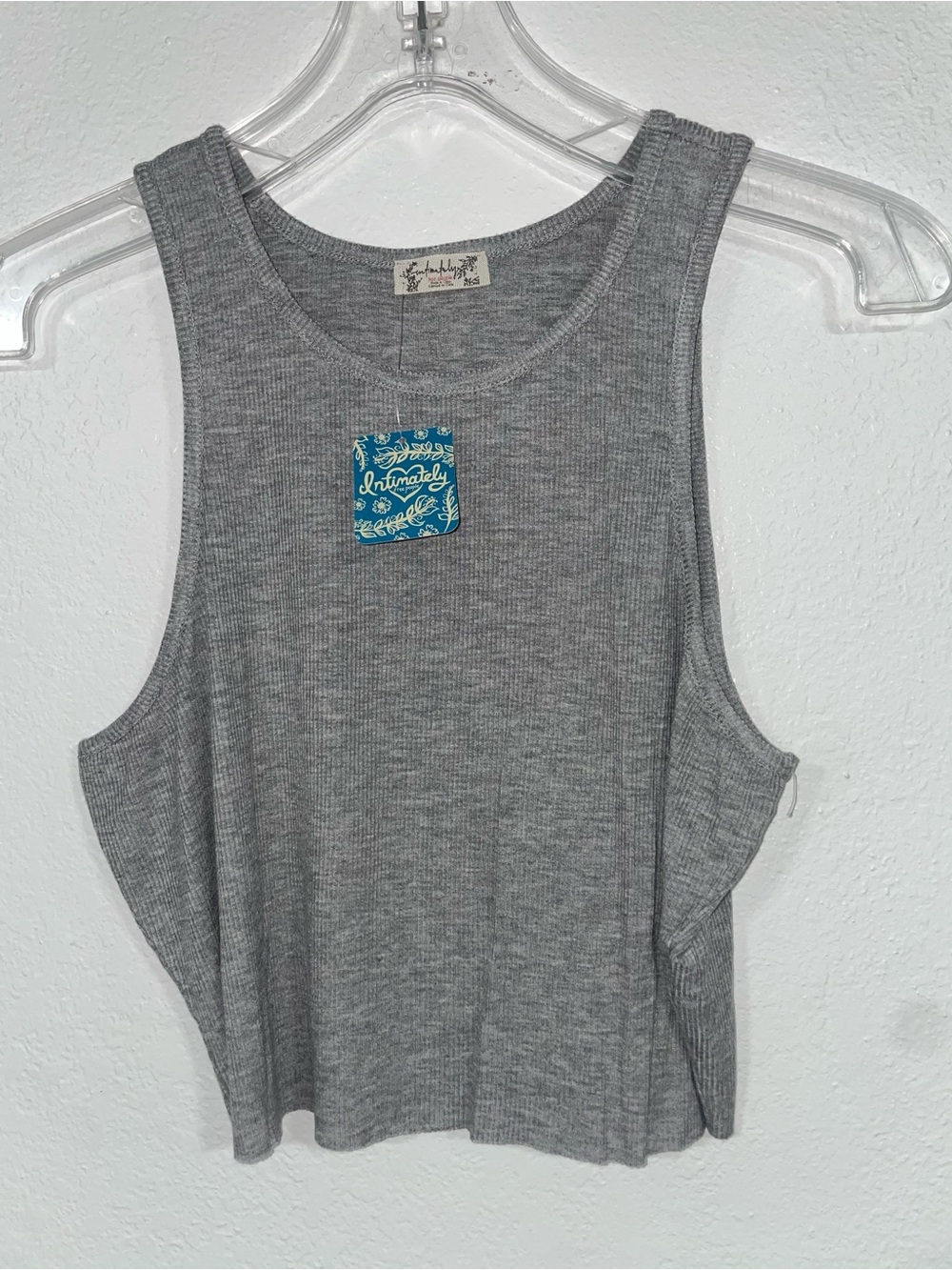 Free People Gray Ribbed Cropped Tank